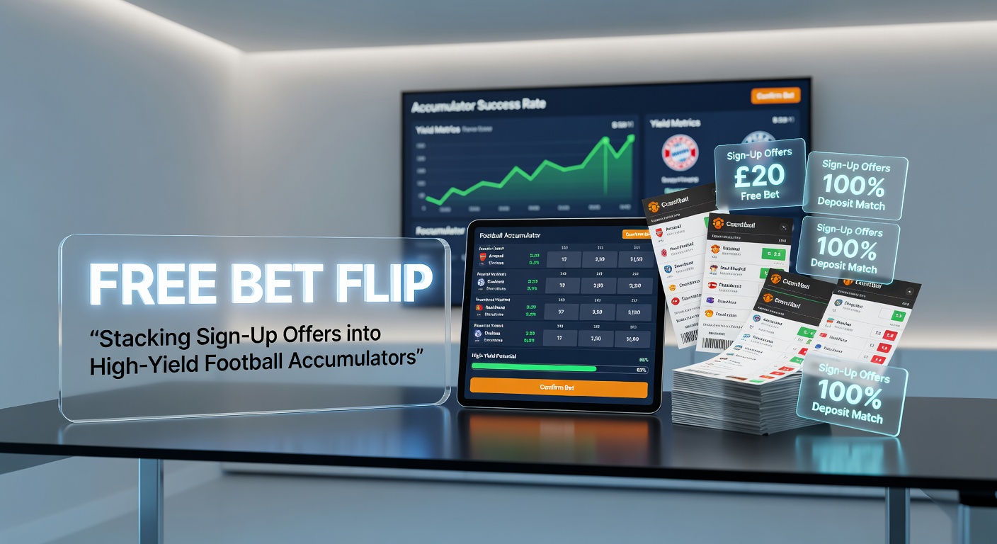 Example accumulator bet slip stacking free bets from various bookmakers on Premier League matches, illustrating high combined odds and payout potential