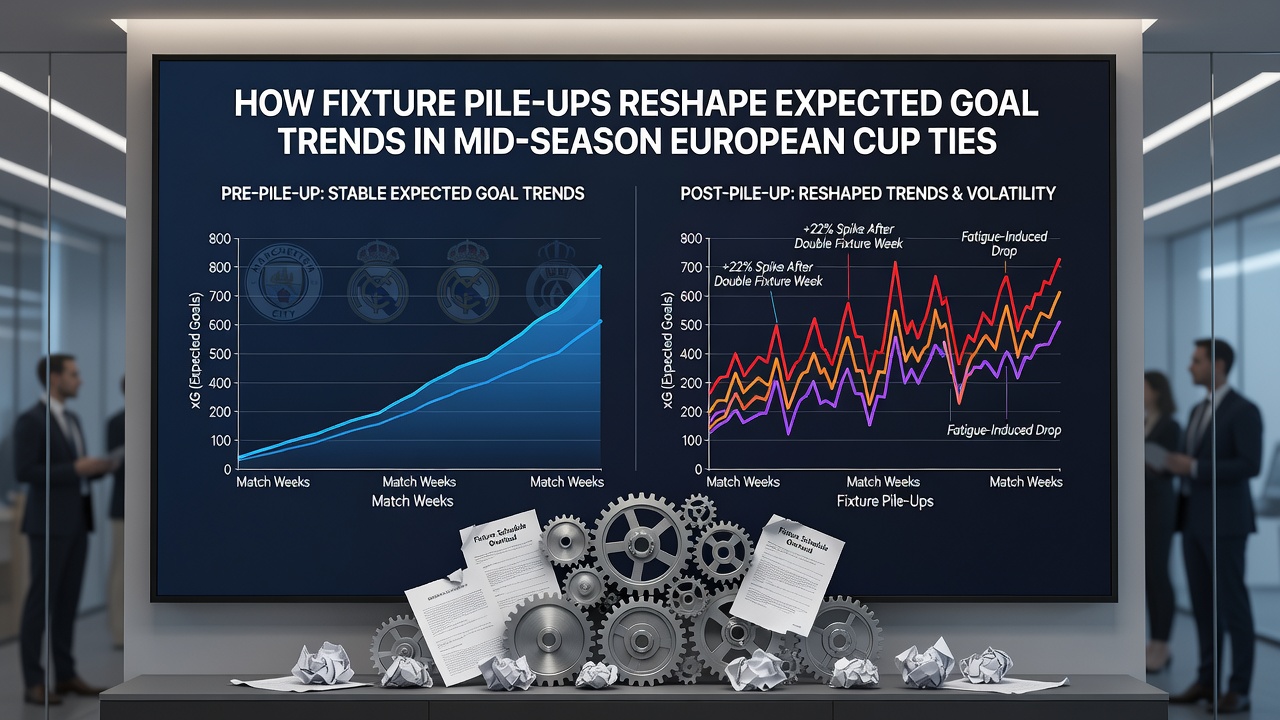 Midfield action in a European tie highlighting reduced chance creation during schedule congestion