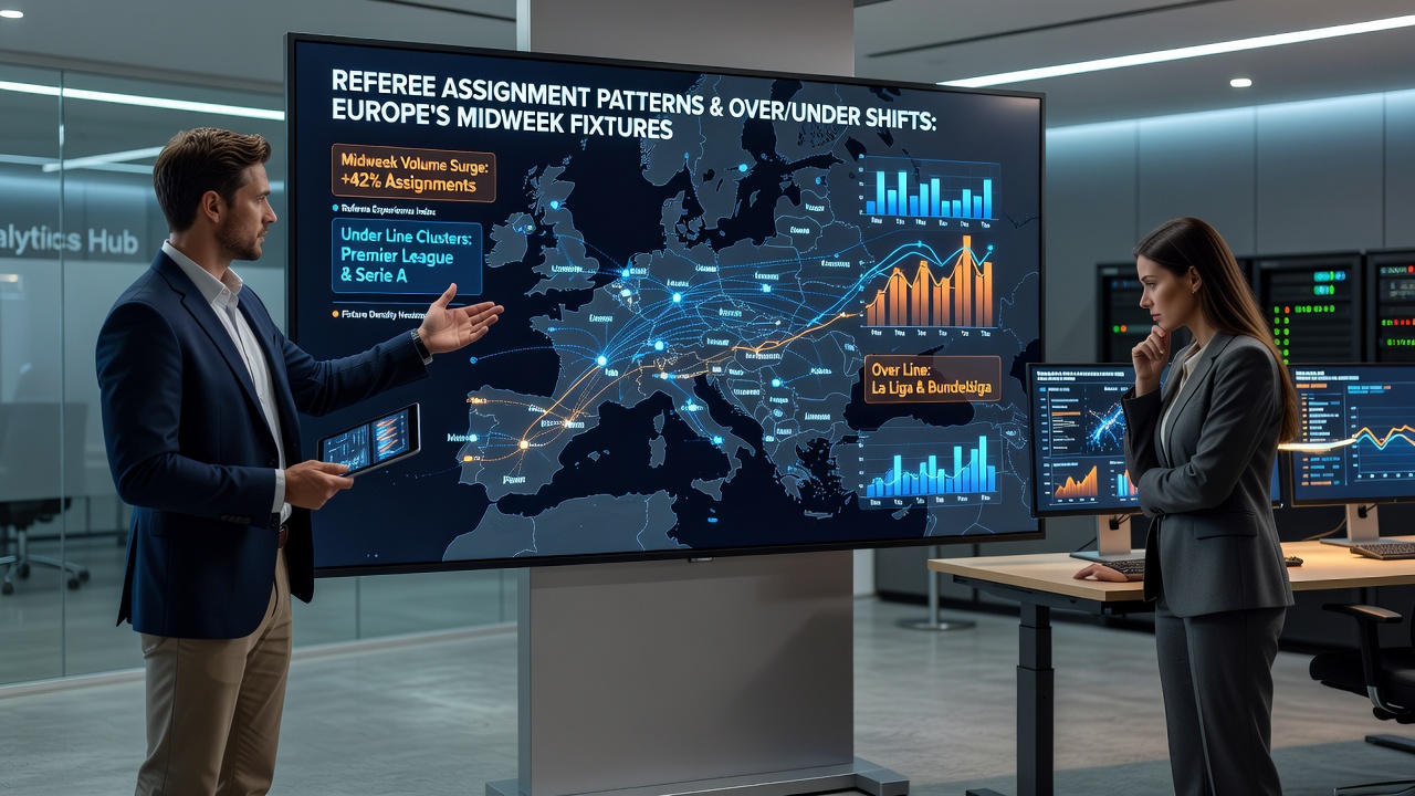 Statistical chart showing referee impact on over under lines during European midweek fixtures