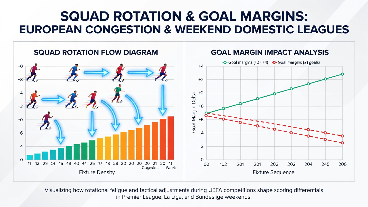 Analysis of goal margin changes linked to squad rotation in European and domestic football schedules